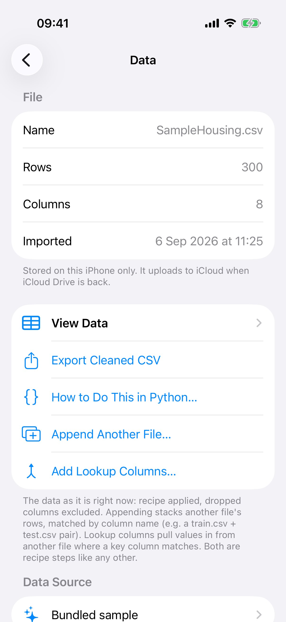 data screen sample