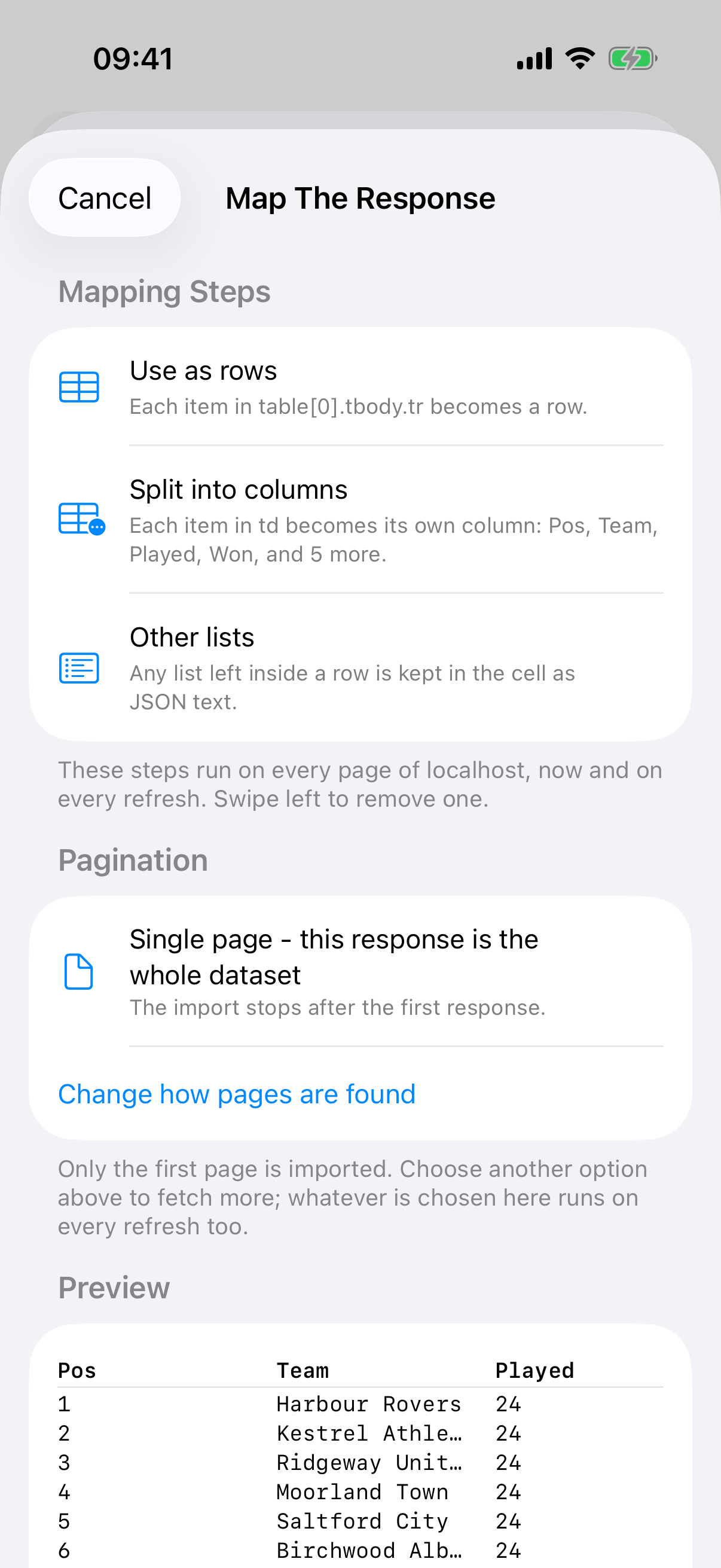 map the response